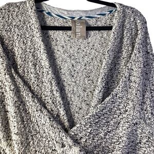 DOLAN LEFT COAST COLLECTION Long Cardigan Duster Open Front Gray Black White  L